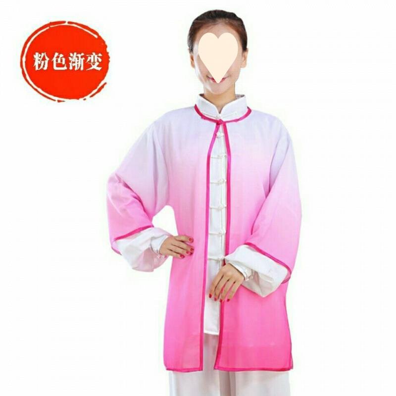 太极服女披纱春夏秋外搭单件雪纺渐变团队表演服男武术比赛服工厂