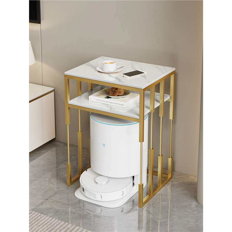 扫地机器人岩板边几置物架收纳柜基站上方置物柜高脚桌可移动角柜