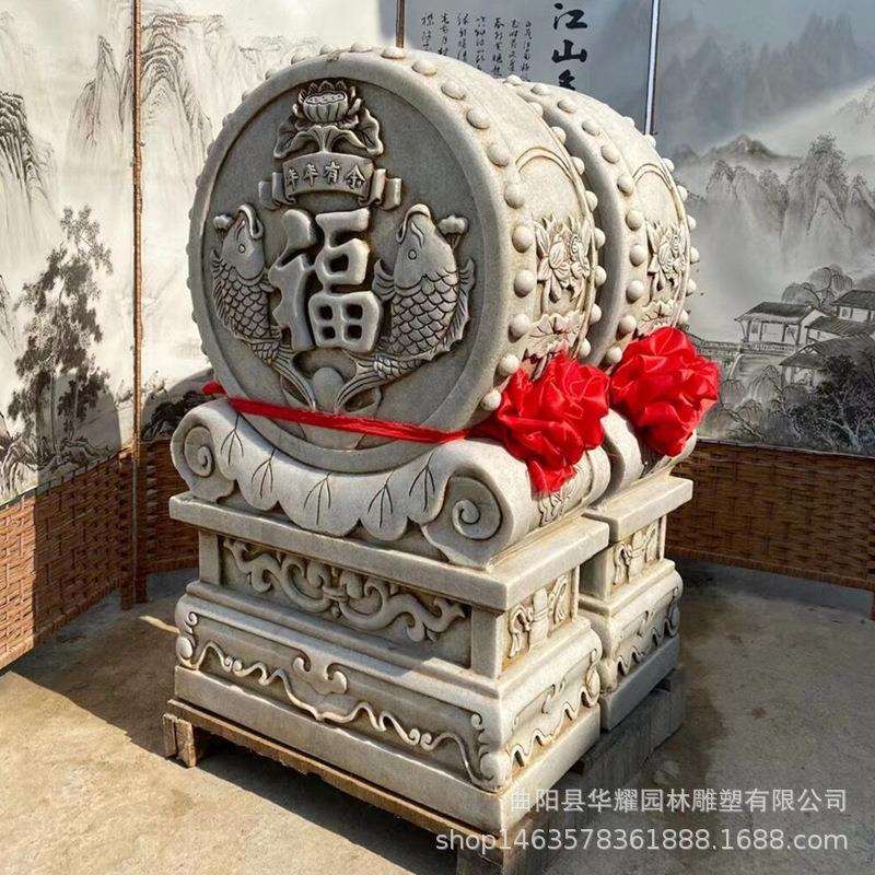 石雕门墩抱鼓石一对石鼓天然汉白玉青石大象麒麟貔貅别墅门口摆件