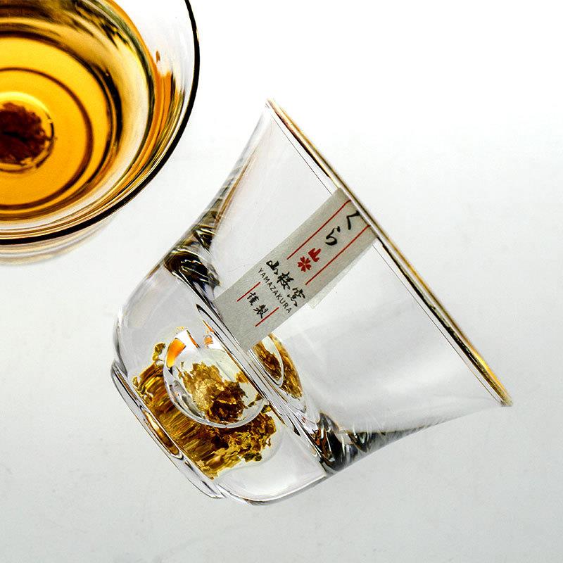 山桜硝子藏金杯描金水晶杯茶杯主人杯山樱窑制描金金箔杯