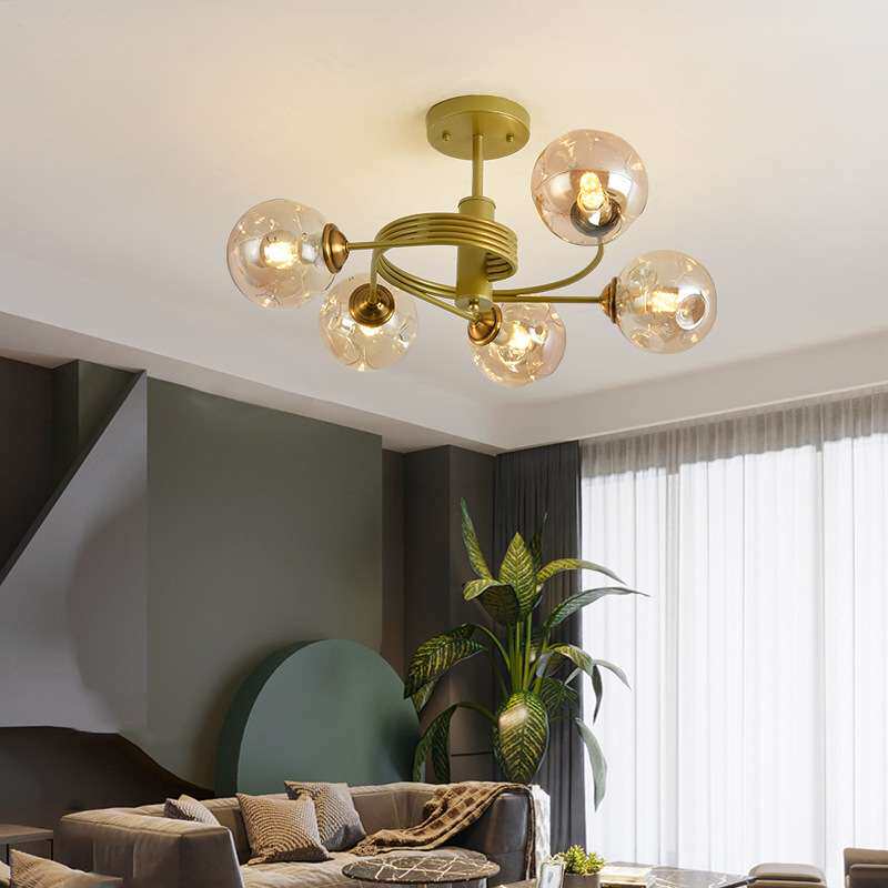 北欧式现代简约家用大气客厅铁艺灯创意餐厅餐桌玻璃铁艺个性吊灯