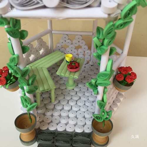 创意手工制作衍纸成品立体作品幼儿园学生作业摆件凉亭