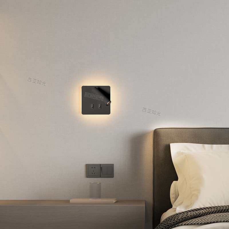现代简约酒店客房卧室床头灯客厅书房阅读灯嵌入式护眼可旋转壁灯