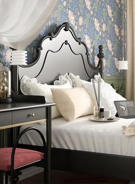 法式复古风实木床黑色双人床1.8米大床1.5m主卧室美式婚床公主床