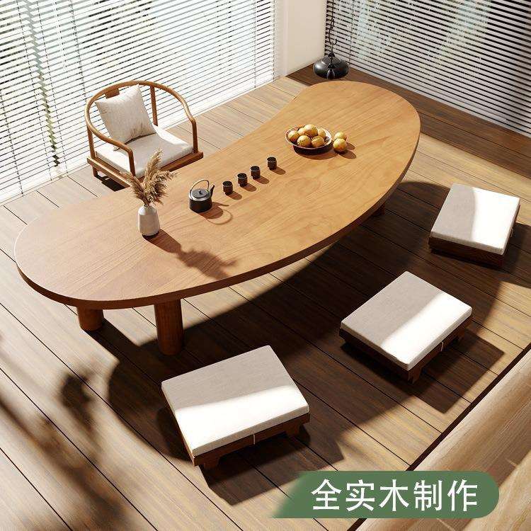 简约矮桌子原木和室茶几桌实木日式榻榻米茶桌中式阳台禅意泡茶桌