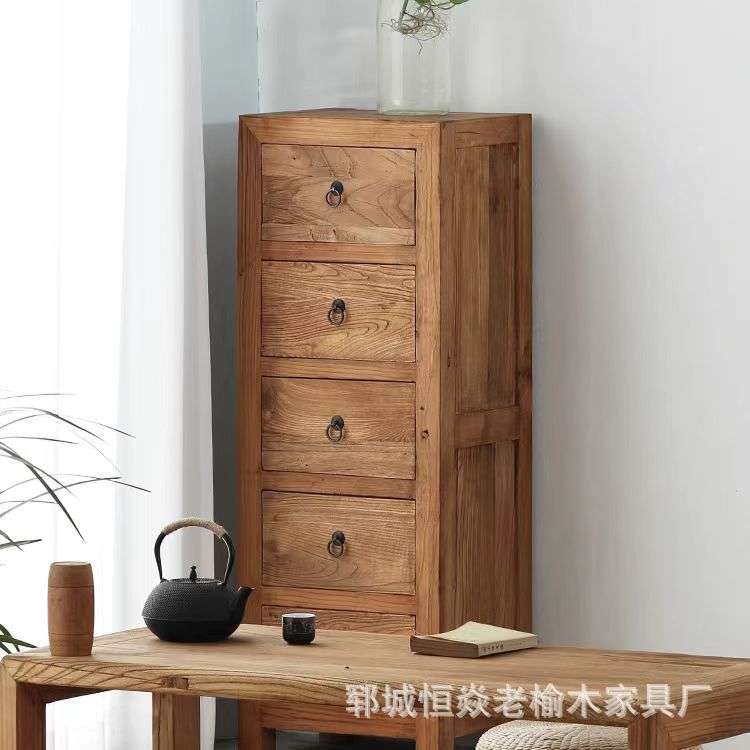 老榆木五斗柜收纳柜抽屉式边柜卧室储物柜杀死木多用餐边柜