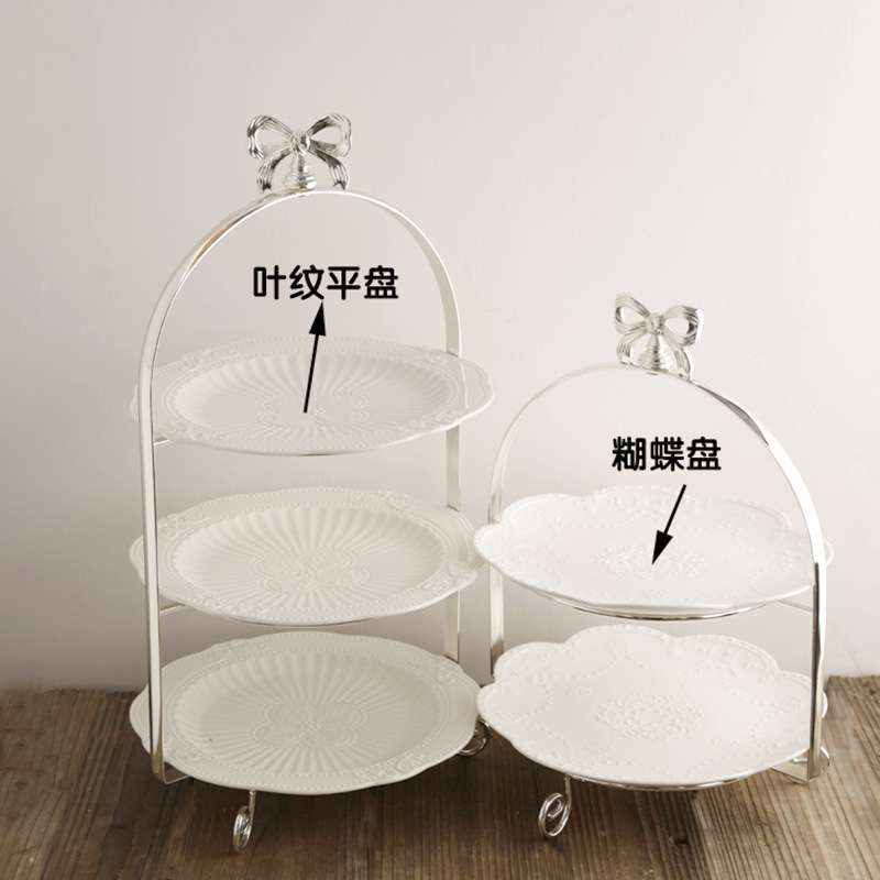 日单 创意糕点下午茶托盘 欧式银色三层架水果盘 点心盘 糕点盘