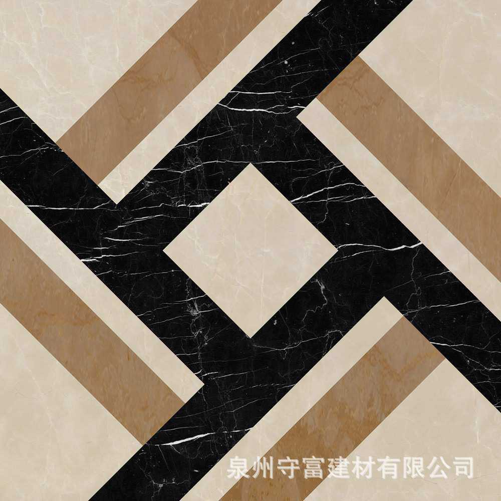 定制中式水刀大理石魔方石 天然石材 花岗岩复合拼花走廊过道客厅