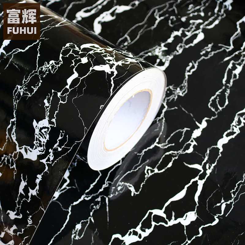 黑金刚自粘墙纸大理石PVC防潮防油灶台家具厨房柜卫生间防水壁纸