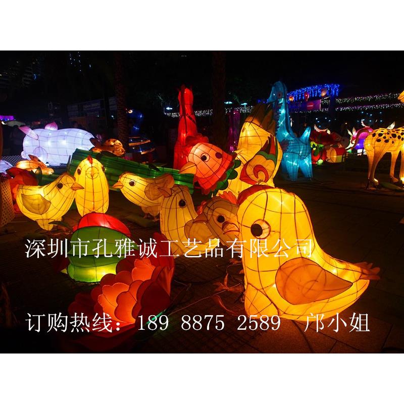 春节鸡仔花灯/公园动物造型装饰/儿童乐园装饰/民间工艺/牡丹花