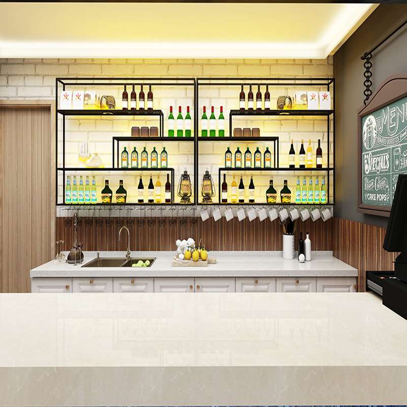 家用餐厅壁挂酒柜悬挂红酒架吧台挂墙酒架装饰摆酒展示置物架发光