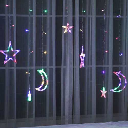 新年LED铜线灯星月窗帘灯星星冰条灯网红卧室婚庆春节装饰彩灯串
