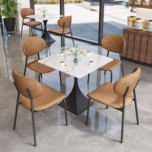网红奶茶甜品店烘焙店桌椅组合商务接待岩板休闲桌椅
