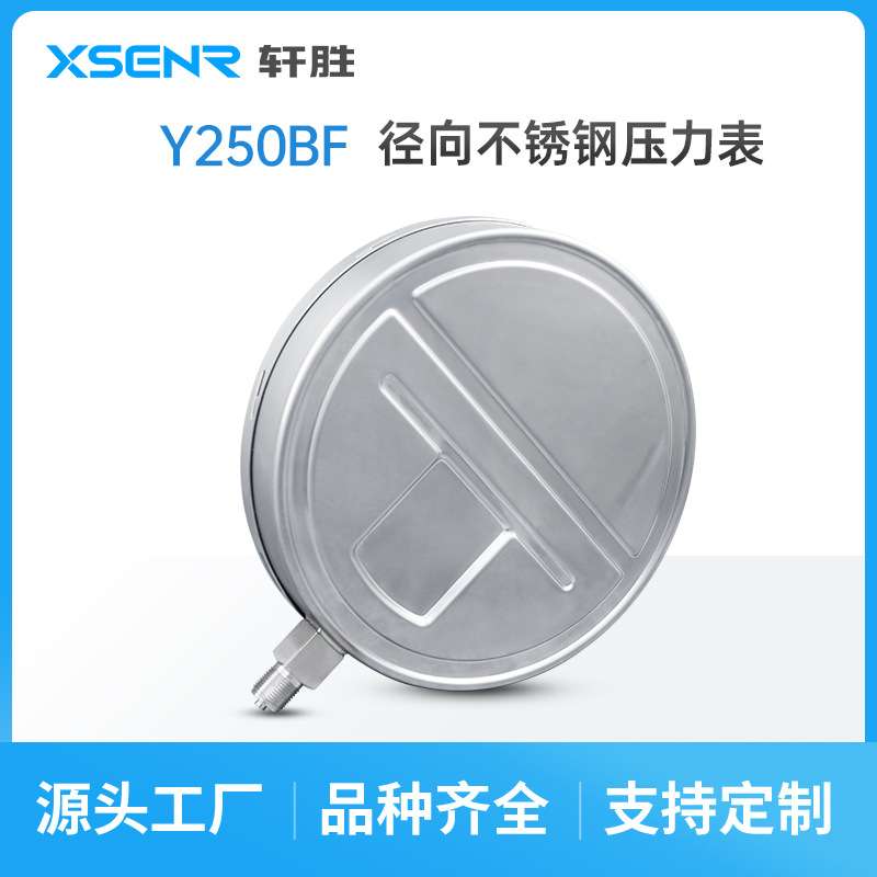 Y250BF 苏州轩胜全不锈钢弹簧管压力表 蒸汽锅炉不锈钢压力表