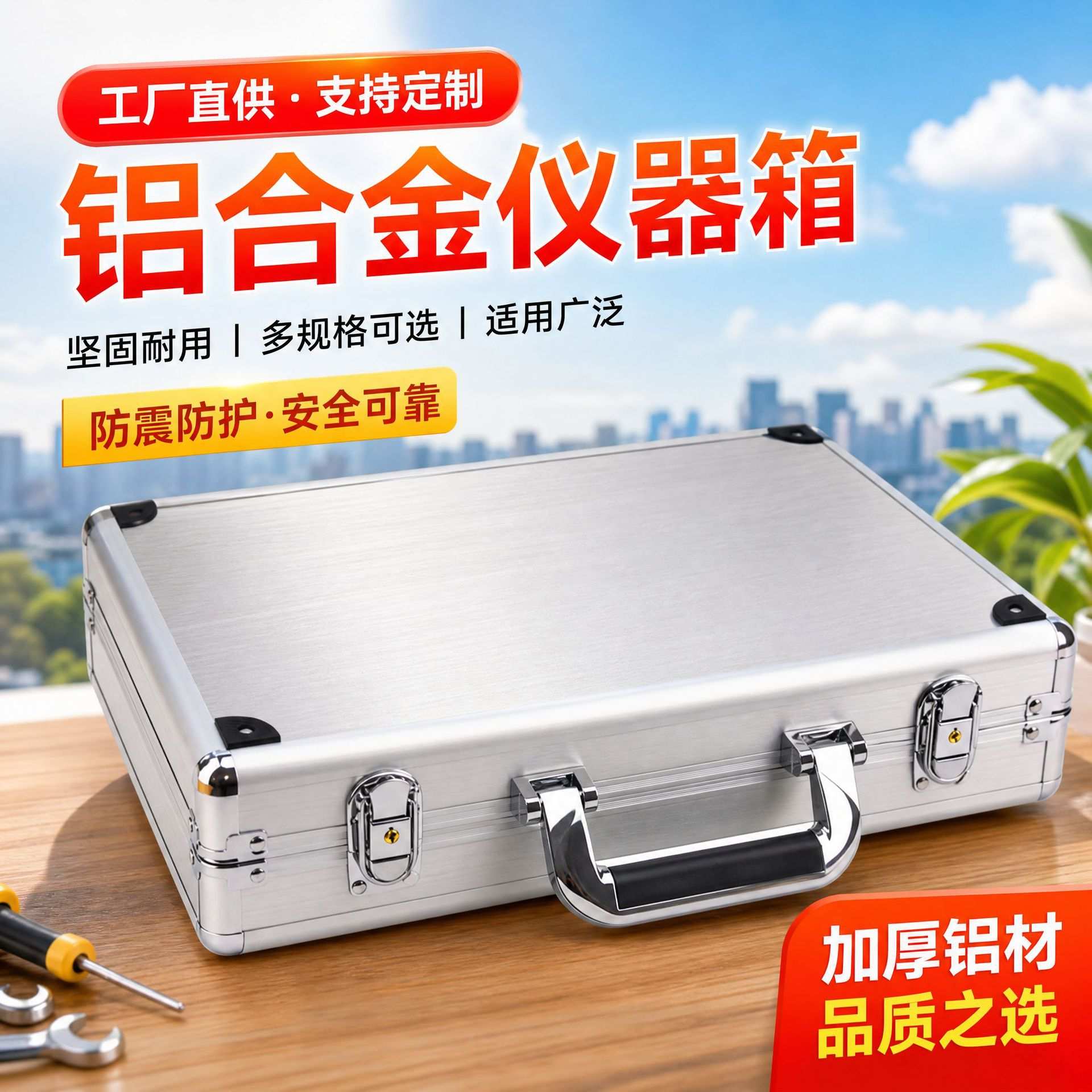 工厂 纯铝片 拉丝效果铝合金仪器箱,铝工具箱 调试工具箱