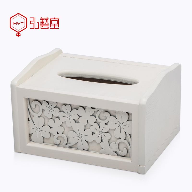 弘艺堂木质纸巾盒欧式创意抽纸盒家用客厅茶几工艺品面巾纸盒镂雕