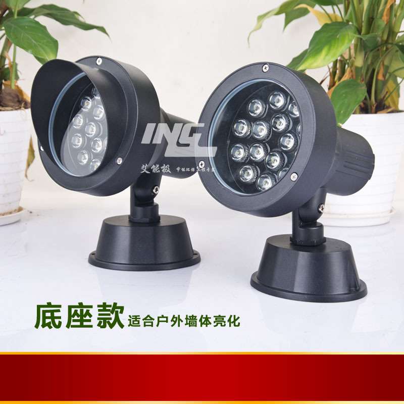 led6w12瓦户外防水地插灯led草坪投射灯圆形插地灯庭院花园射树灯