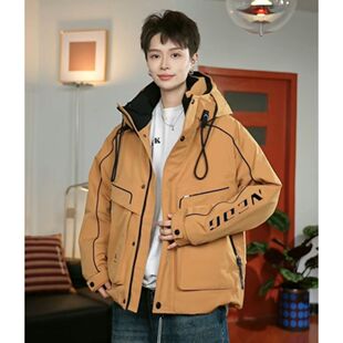 冬季新款男女同款白鸭绒潮流百搭时尚保暖羽绒服连帽外套-1