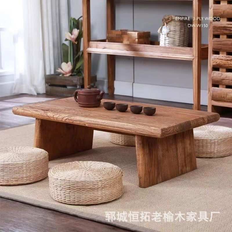 老榆木茶台炕桌长条炕几全实木榻榻米茶几矮桌功夫阳台茶桌