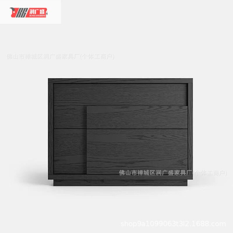 润广盛意式ins设计师极简风实木床头柜卧室简约储物柜收纳床边柜