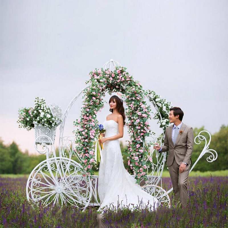 婚庆布置装饰新娘出场道具铁艺大型南瓜车公主车户外婚礼摄影摆件