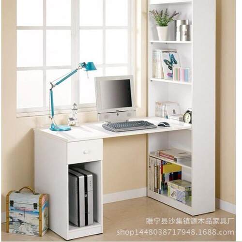 台式电脑桌办公桌子写字台书桌书架柜组合笔记本现代黑胡桃台式机