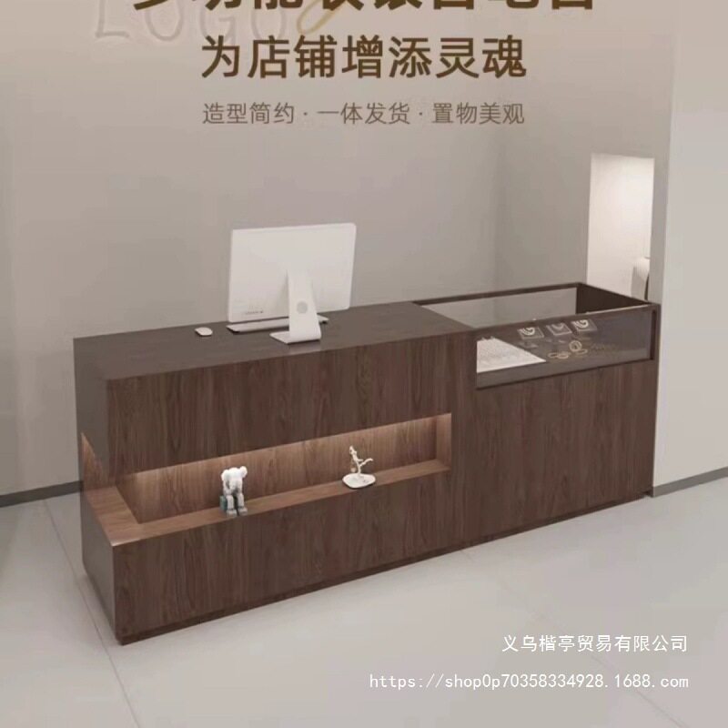 简约现代服装店吧台饰品店收银台展示柜咨询柜台玻璃前台接待加厚