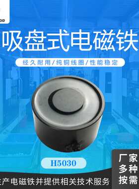 兰达H5030吸盘式电磁铁 圆形直流50kg吸力电磁铁 机械搬运电磁铁