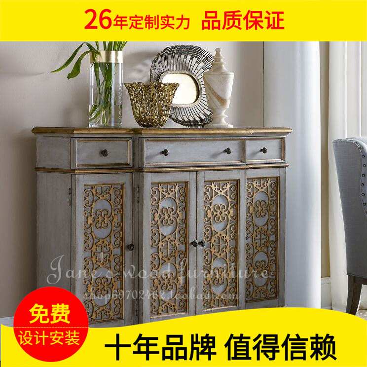 轻奢玄关柜鞋柜新古典进门入户高装饰柜港式后现代美式隔断餐边柜