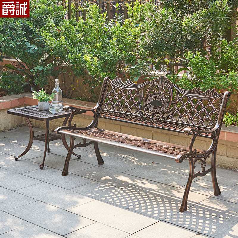 公园椅户外长椅子长凳子花园庭院休闲铁艺花靠背椅子室外座椅铸铝