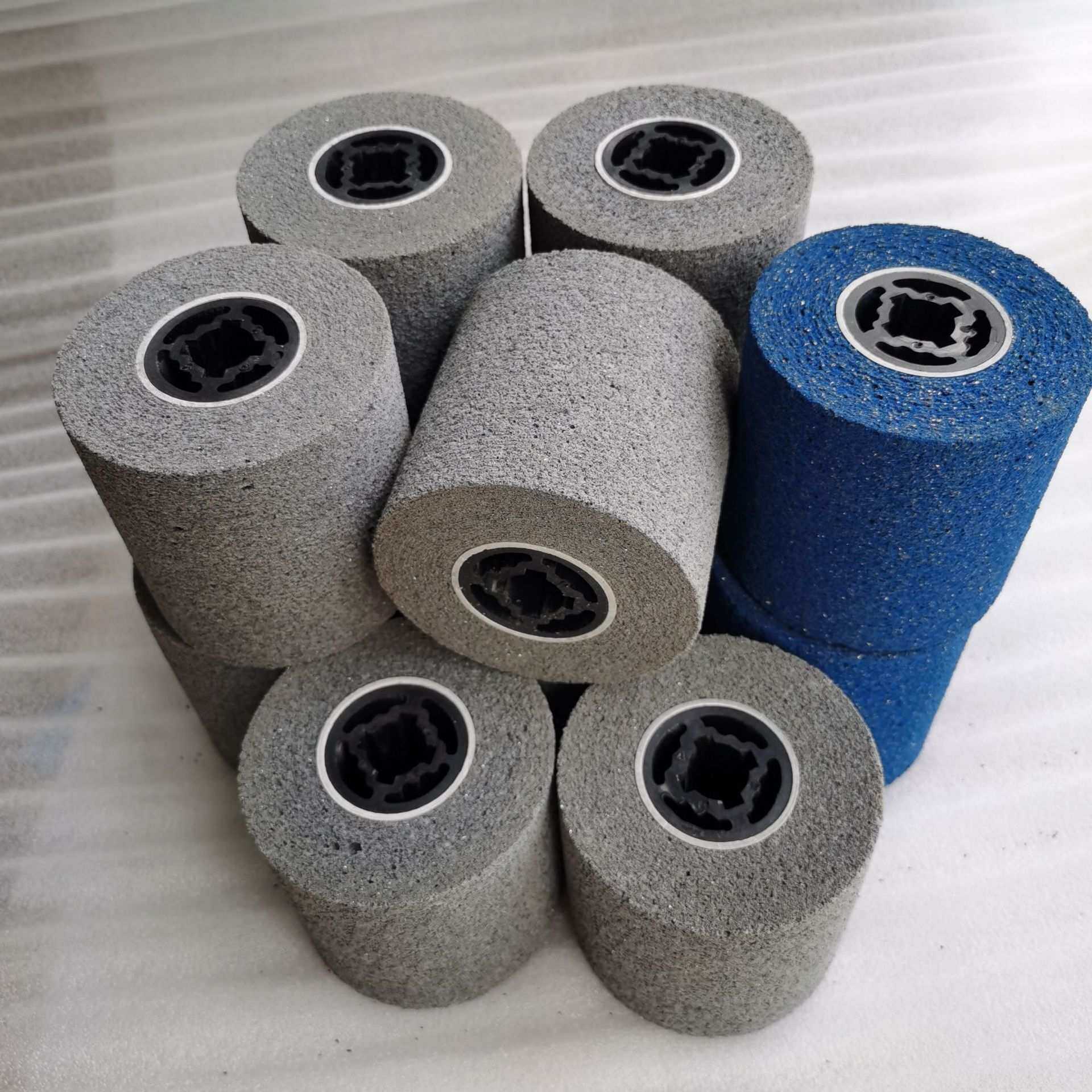 灰色黑金刚砂轮不锈钢橡胶轮金属拉丝轮弹力抛光轮砂布轮磨头沙轮