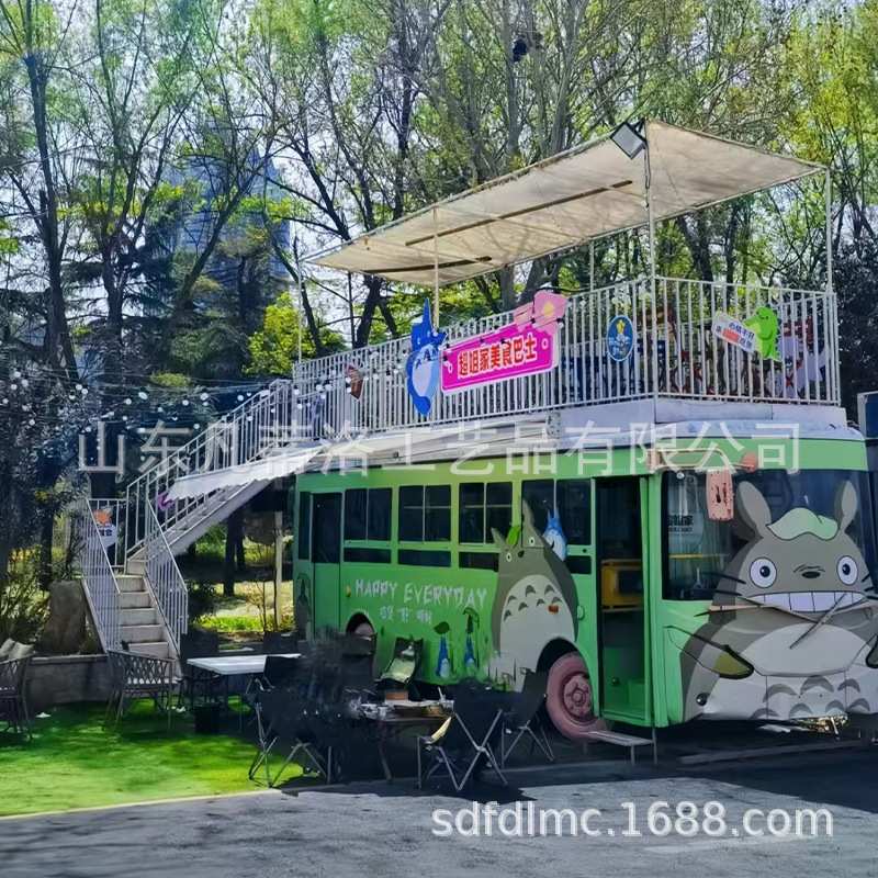 定制餐车景区双层大巴移动售卖车 街景商用美食露营地咖啡车
