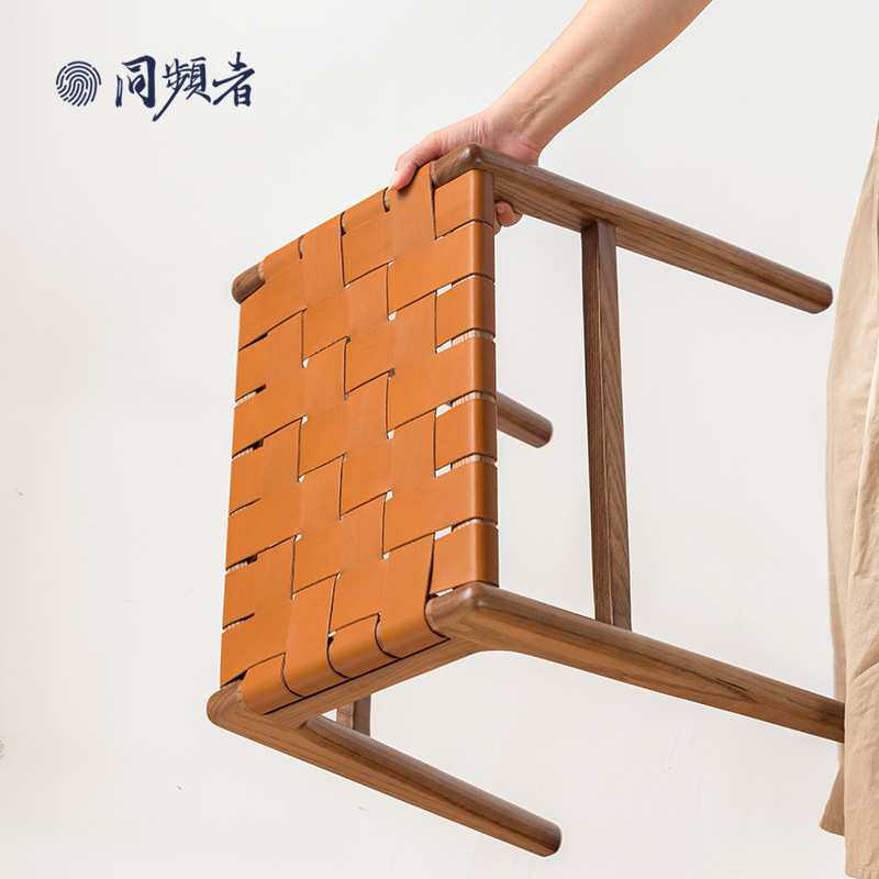 同频者 北欧ins客厅家用进门换鞋凳书膏皮编织矮凳设计师脚踏