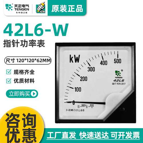 TENGEN/天正电气 功率表仪表 42L6-W 指针式功率表250KW400KW600K