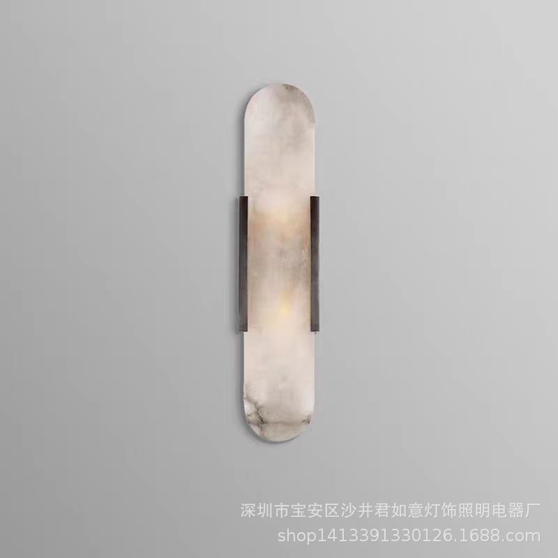 轻奢全铜壁灯客厅云石卧室床头灯北欧背景墙灯过道别墅装饰灯具