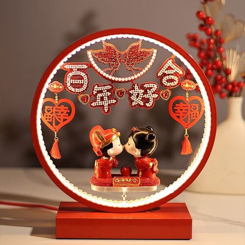 新款结婚长明灯一对红色婚房床头灯新娘陪嫁灯送新人新婚礼物台灯