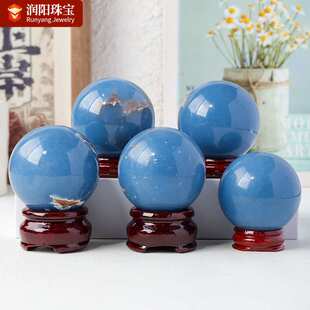 天然蓝天使水晶球原石打磨水晶工艺品消磁能量石球家居桌面摆件