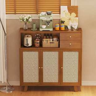 落地餐边柜咖啡机摆放台中古风橱柜水吧台茶水柜收纳柜靠墙置物柜