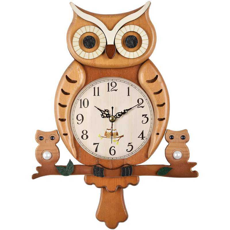 时尚创意家用木钟挂钟卧室钟客厅时钟卡通猫头鹰钟表石英墙壁挂钟,3C数码配件,摄像机配件,淘宝优惠券,粉丝福利购,淘宝优惠卷
