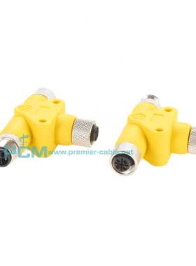 IP67 KLMST编码 M12 HYT型456芯1公头2母头直插分路器电源连接器