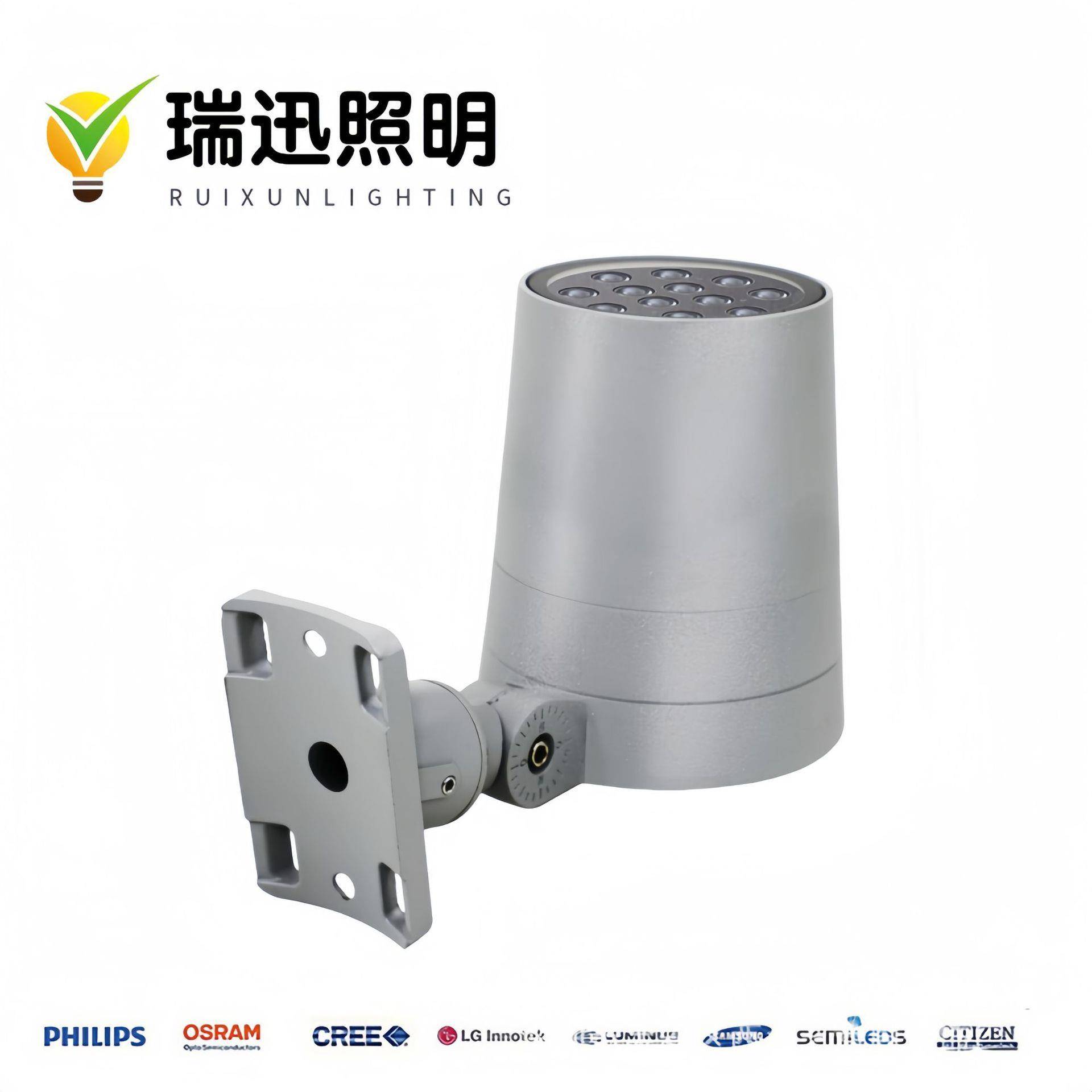 厂家直销6W12W18W24W户外防水LED抱杆投光灯圆形大功率抱箍投射灯