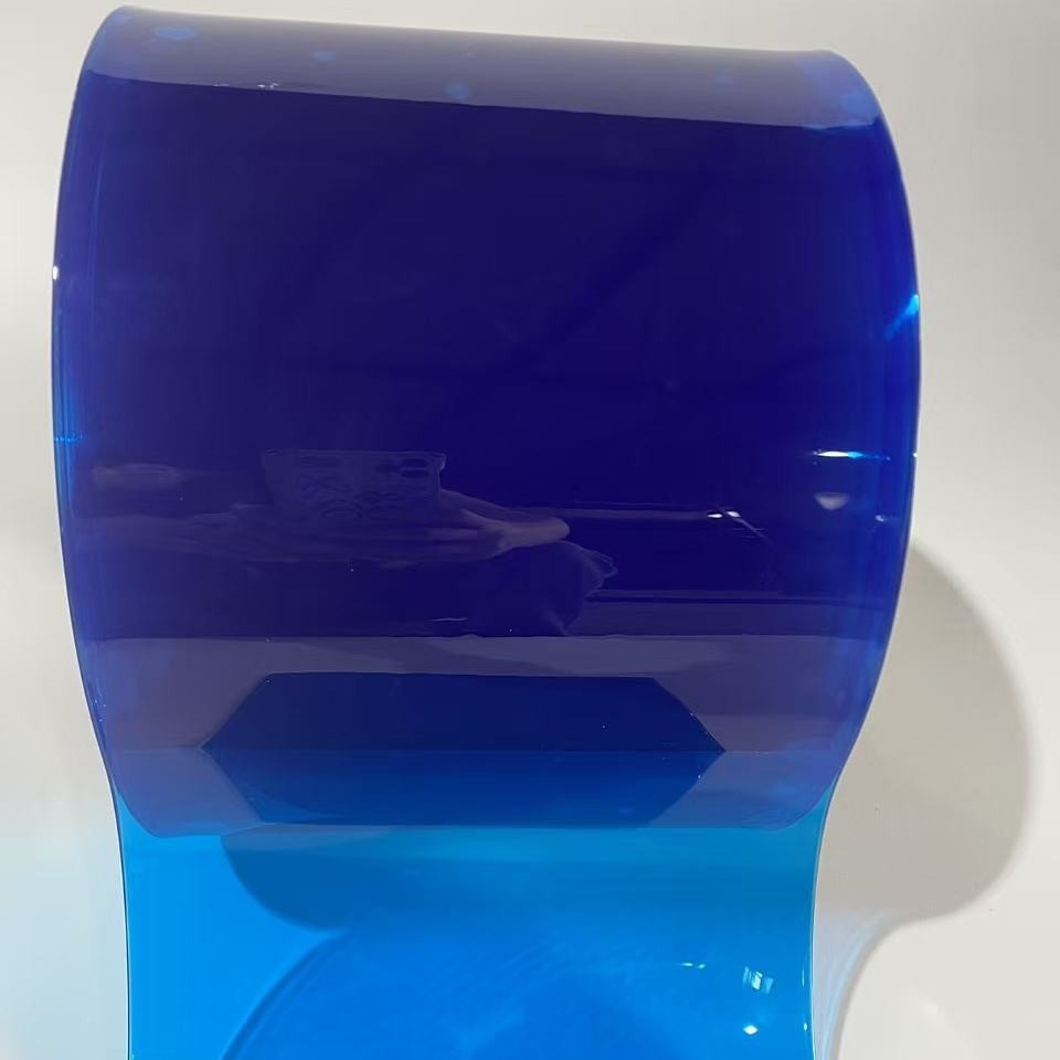 食品级蓝色透明PVC软门帘 -40℃耐低温冷库条纹门帘 车间防尘防虫