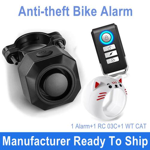 Anti-theft 110db Wireless Remote Control Bike Alarm with cat