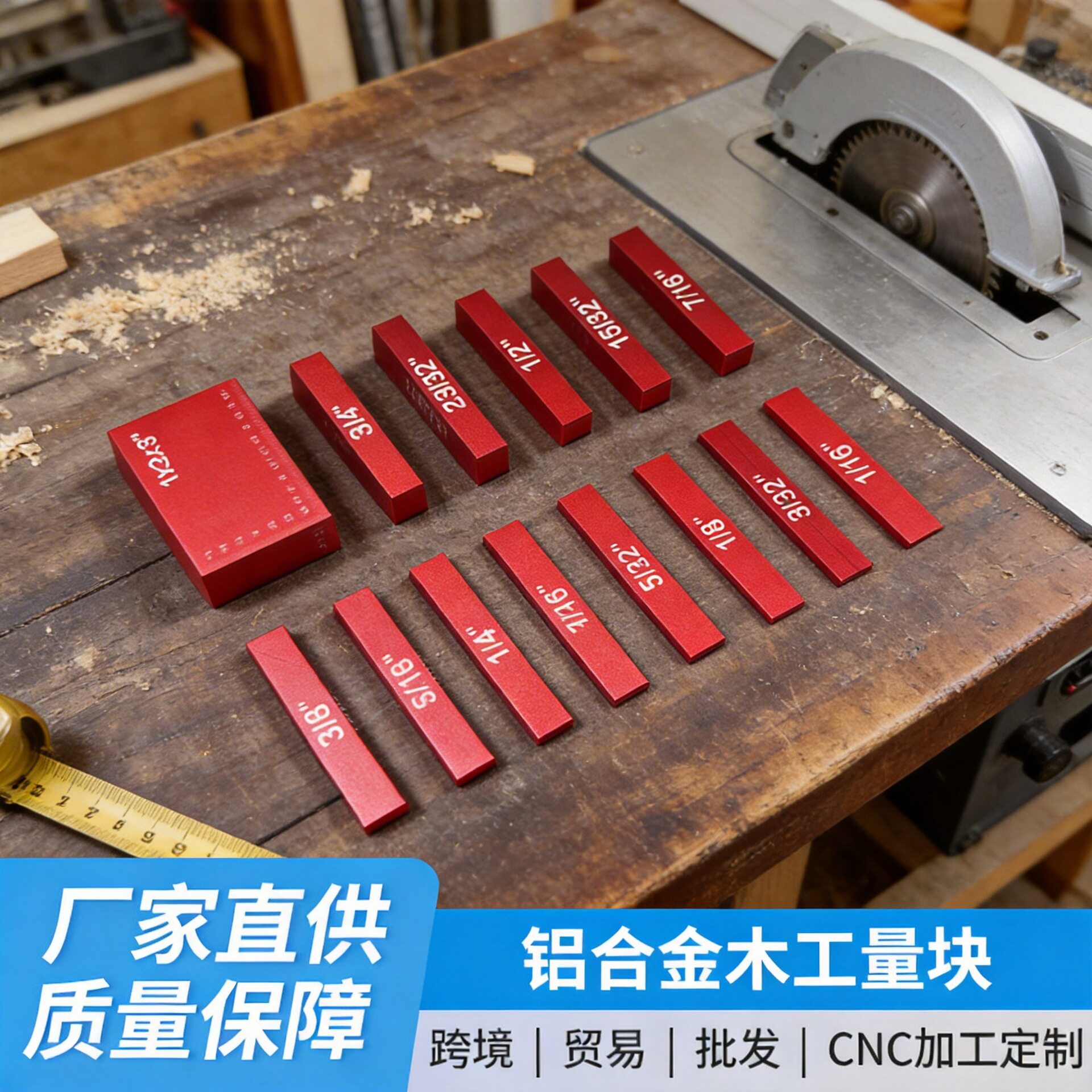 铝合金木工量块高精度可调节高度尺台锯测垫块跨境热销木工工具
