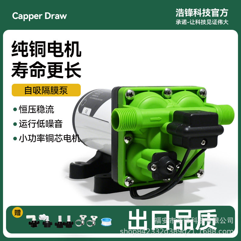 42房车游艇水泵12V24V电动隔膜泵可乐机净水器增压泵大流量自吸泵