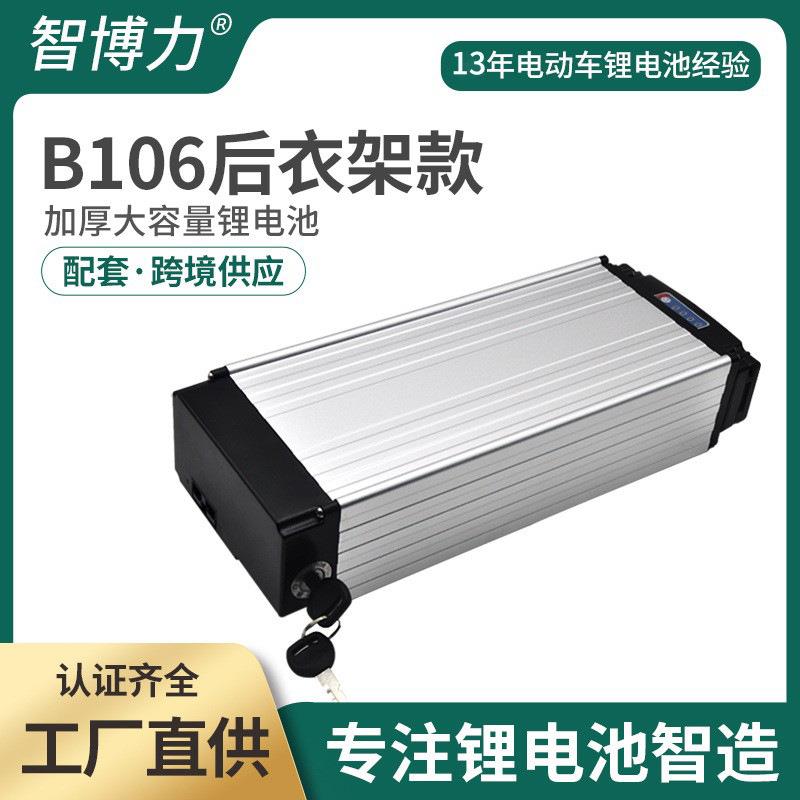 跨境供应48V36V5.2V20AH大容量后衣架款电动自行车动力锂电池组