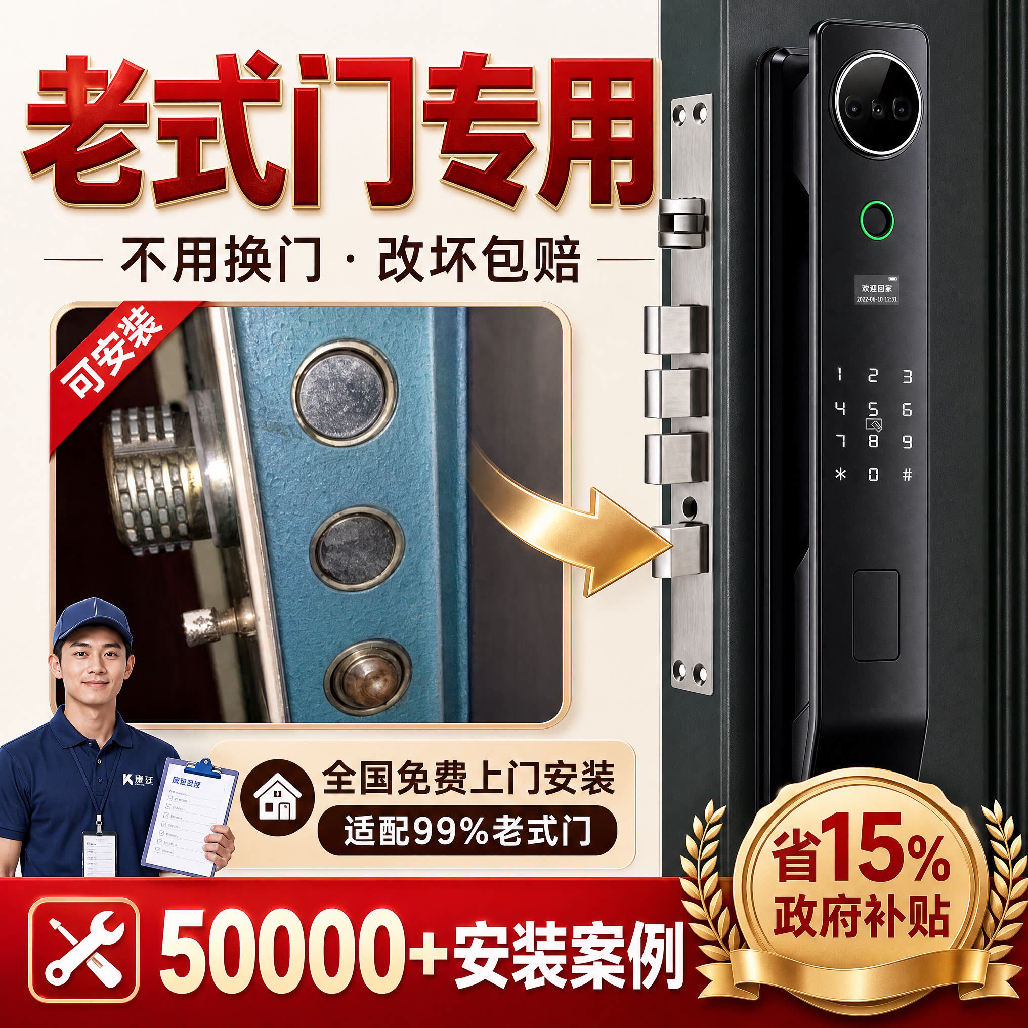 【老式门改智能锁】专业师傅安装