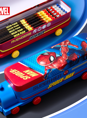 Disney迪士尼文具盒小汽车闪电麦昆铁笔盒三层多功能笔盒幼儿园小学生铅笔盒儿童卡通滑轮汽车铅笔盒红色跑车