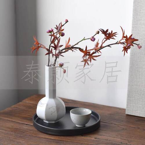 新中式简约仿真花艺陶瓷花瓶托盘样板间民宿客厅餐厅艺术软装摆件