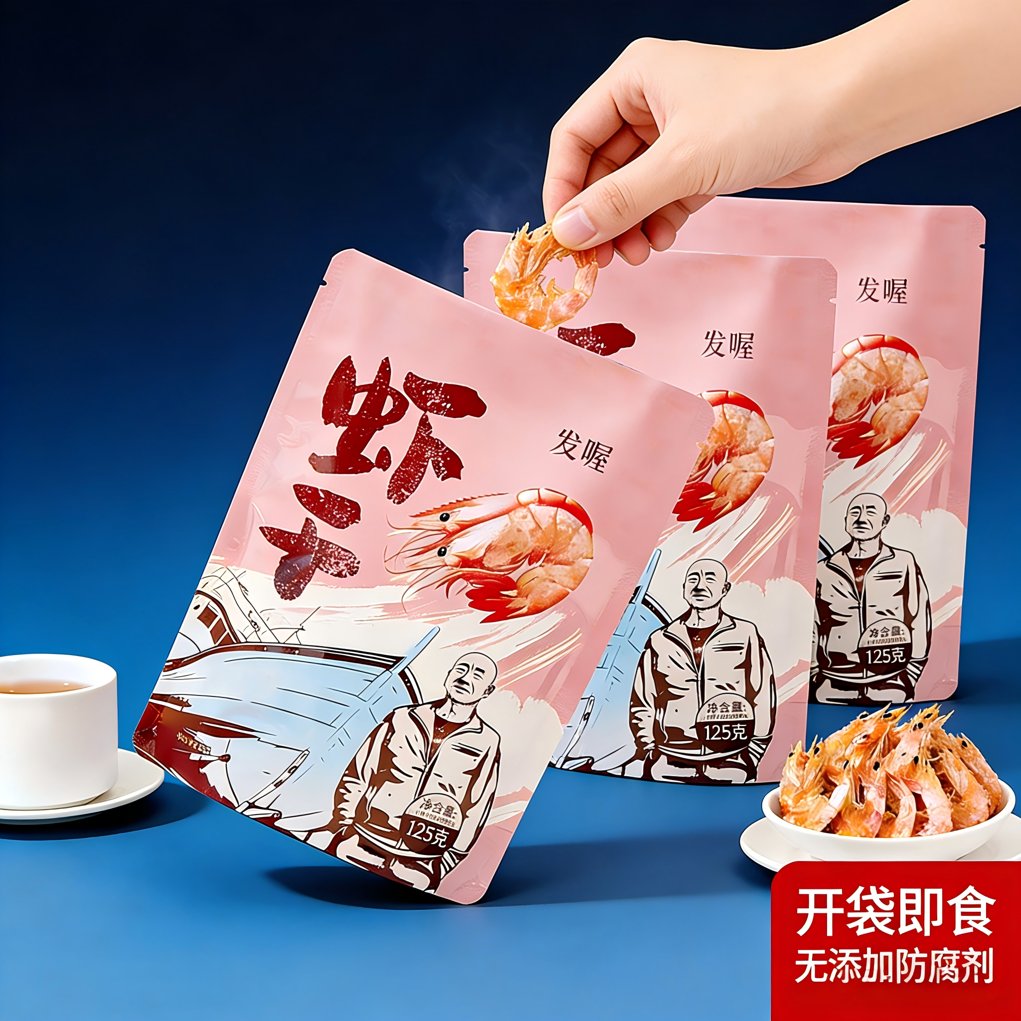船其鲜丰500g即食对虾干海虾干开袋零食海鲜干货孕妇补钙海鲜零食